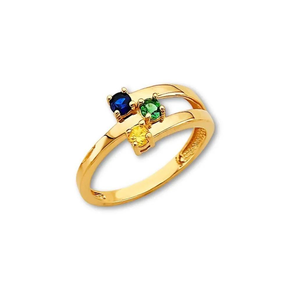 14K Yellow Gold CZ Accent Ring | Three-Stone Design By Tehrani Jewelry